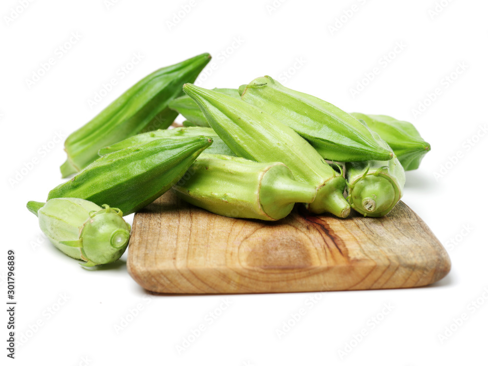 Fresh young okra isolated on white background Fresh young okra isolated on white background