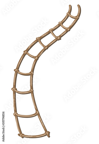 Rope-ladder. Cartoon style, Isolated image on a white background.