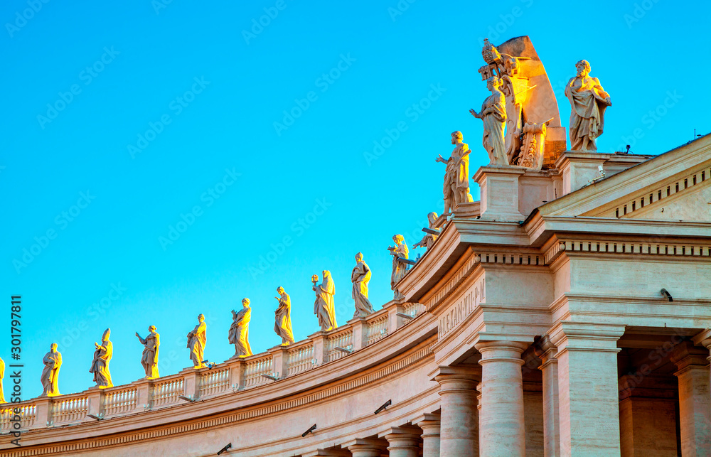 Vatican City Rome Italy. St. Peter's Basilica in Rome. Rome architecture and landmark. Bernini's Colonnade.