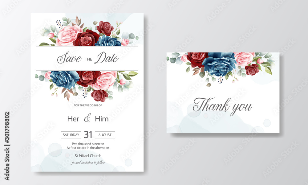 beautiful floral wreath wedding invitation card template