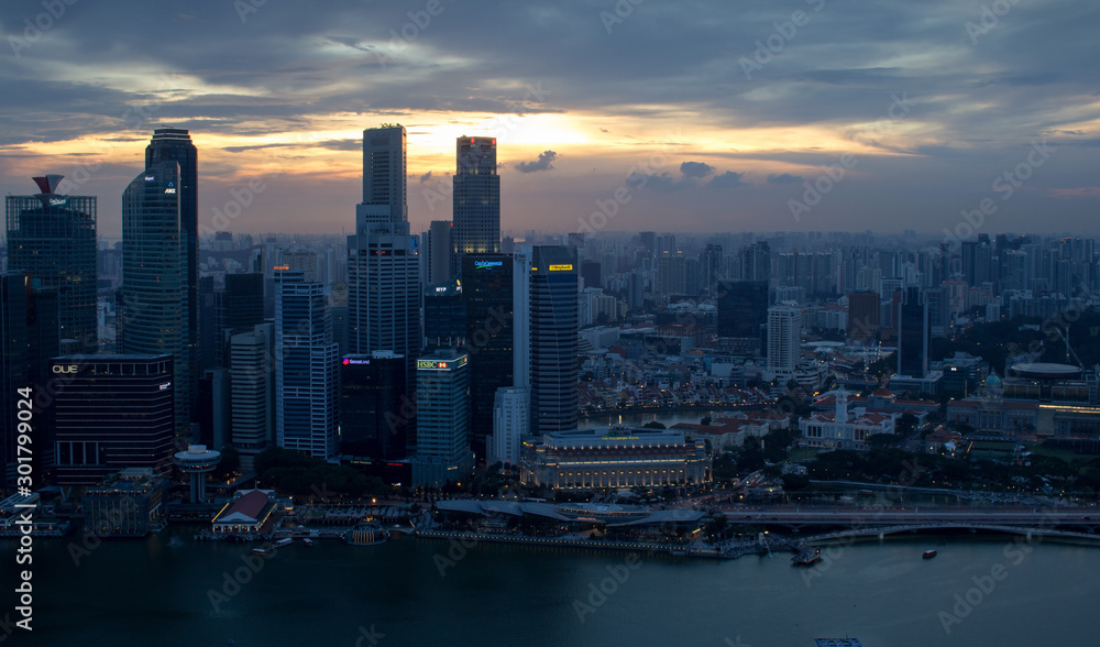 Nightfall over Marina Bay, Singapore