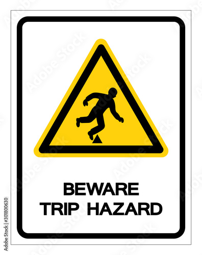 Beware Trip Hazard Symbol Sign, Vector Illustration, Isolate On White Background Label .EPS10