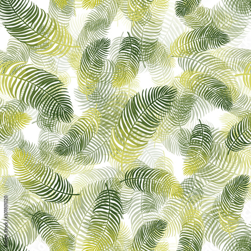 beautiful green forest leaves seamless pattern design