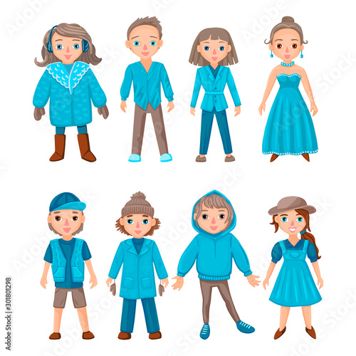 Cartoon people isolated on white. Male and female character. Vector drawing characters on white background
