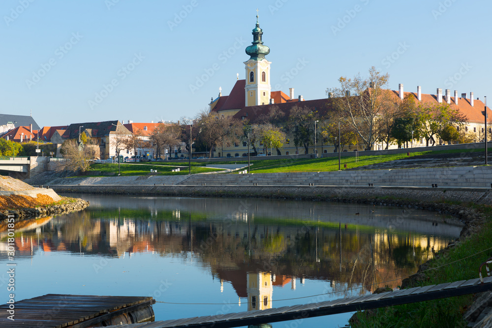 Cityscape of Gyor with Raba River