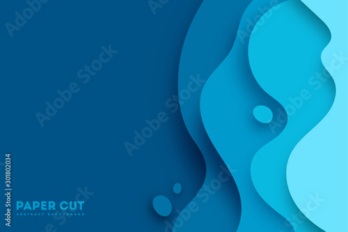 Abstract blue paper cut vector realistic relief. Background template for banners, flyers, presentations. vector illustration © Vitaliy