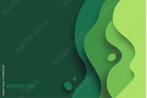 Green abstract paper carve background.Paper art style of nature concept design.Vector illustration. eps 10 © Vitaliy