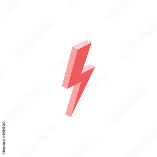 Electro lightning. Vector 3d isometric, color web icon, new flat style. Creative illustration design, idea for infographics.