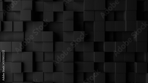 Dark squares abstract background. Realistic wall of cubes © Cla78