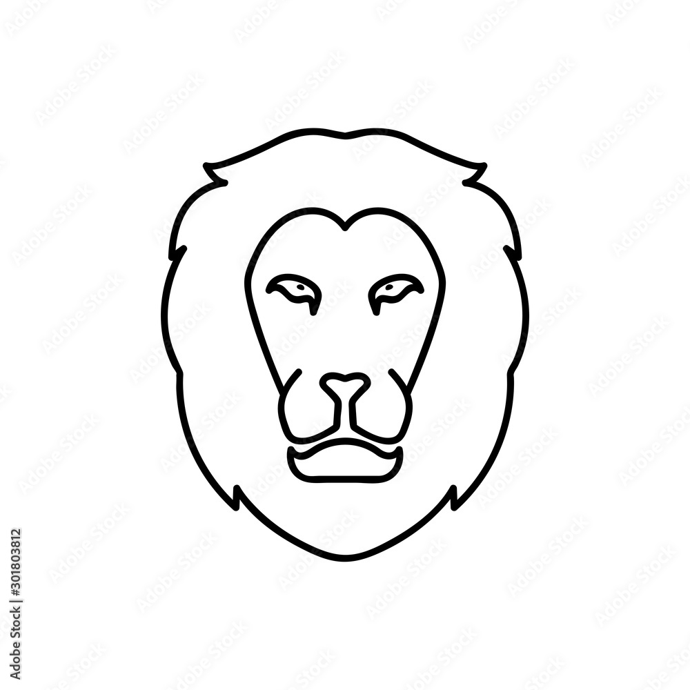 Lion head line icon, outline vector sign, linear pictogram isolated on white. Symbol, logo illustration Lion head line icon, outline vector sign, linear pictogram isolated on white. Symbol, logo illustration