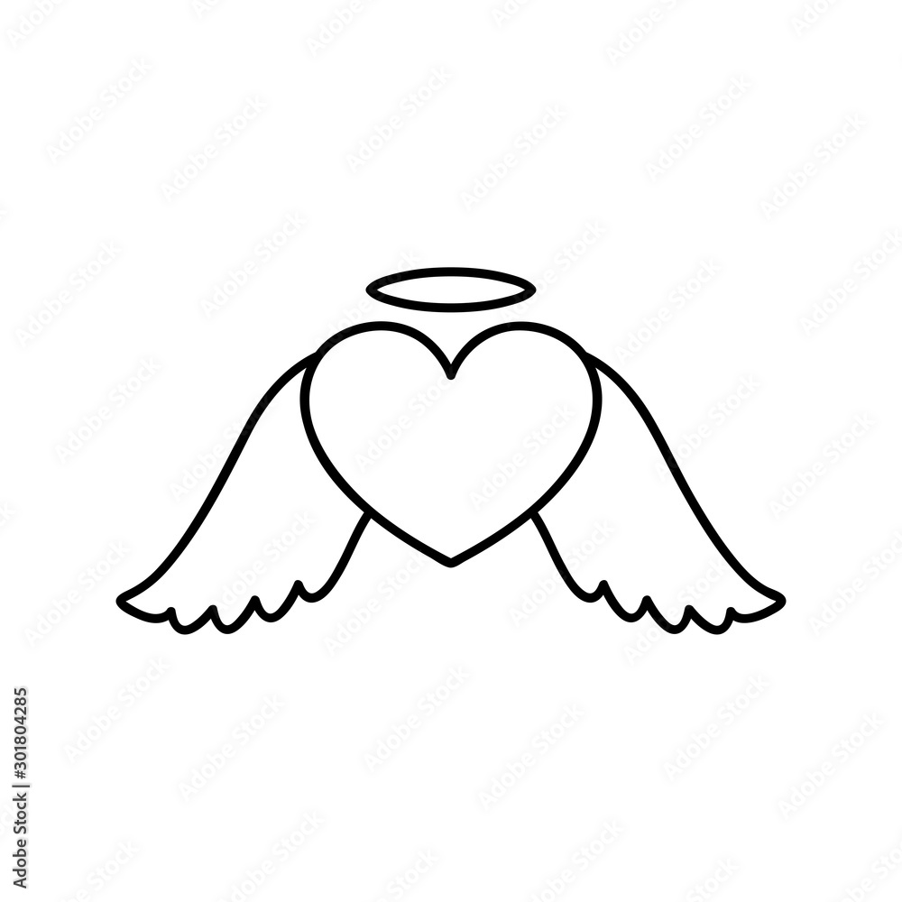Heart with wings icon line symbol. Isolated vector illustration of icon sign concept for your web site mobile app logo UI design. Heart with wings icon line symbol. Isolated vector illustration of icon sign concept for your web site mobile app logo UI design.