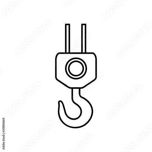 Vector icon of industrial hook. icon or logo in modern line style. High quality black outline pictogram for web site design and mobile apps. Vector illustration on a white background.