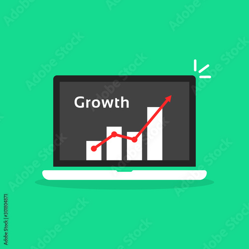 statistic graph in cartoon laptop like growth