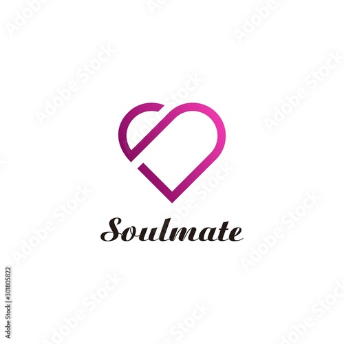Unique logo design of letter S and love with white background - EPS10 - Vector.