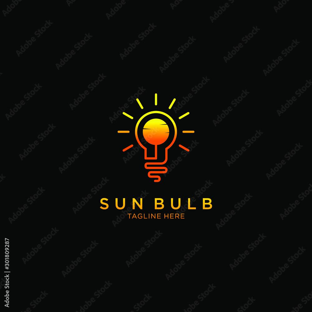 bulb / lamp with sun / sunset / sunrise logo template bulb / lamp with sun / sunset / sunrise logo template