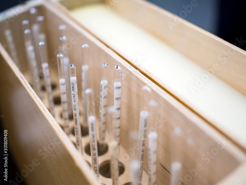 Schilderij op canvas A set of hydrometers for measuring the density of liquids