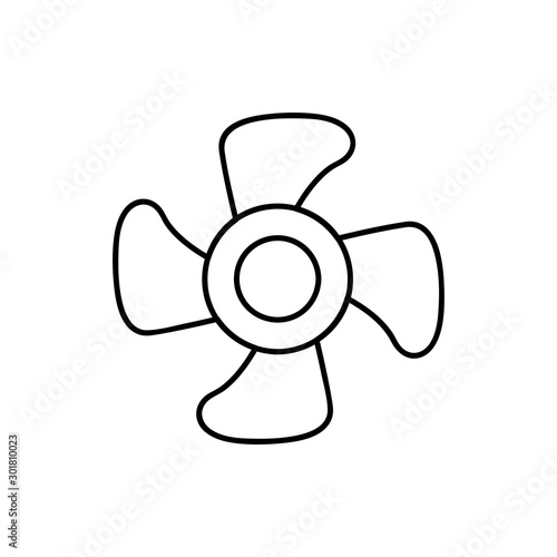 Fan vector icon. Black illustration isolated on white background for graphic and web design.