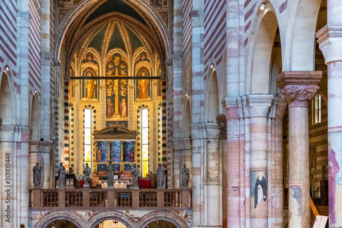 Upper floor of medieval catholic church in Verona