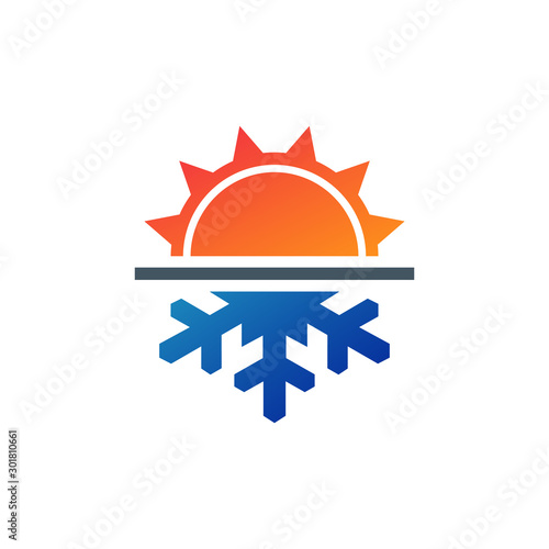 Winter and summer, hot and cold temperature icon. Vector file layered for easy manipulation and custom coloring. Stock Vector illustration isolated on white background.