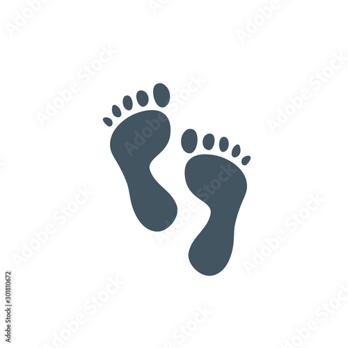 Human feet black silhouette. Footprint with toes symbol icon. Stock Vector illustration isolated on white background. © Iryna