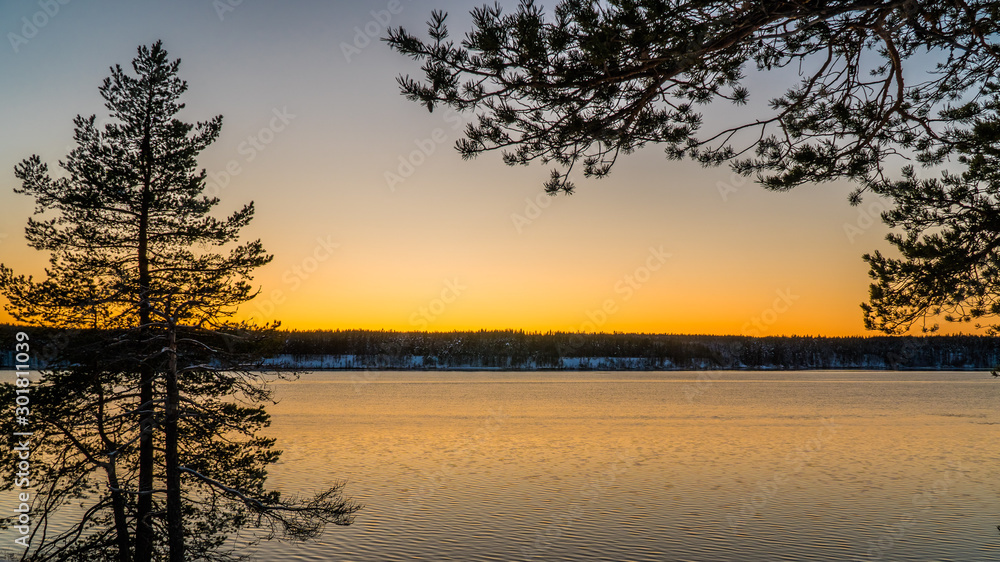 Fototapeta premium sunset on lake