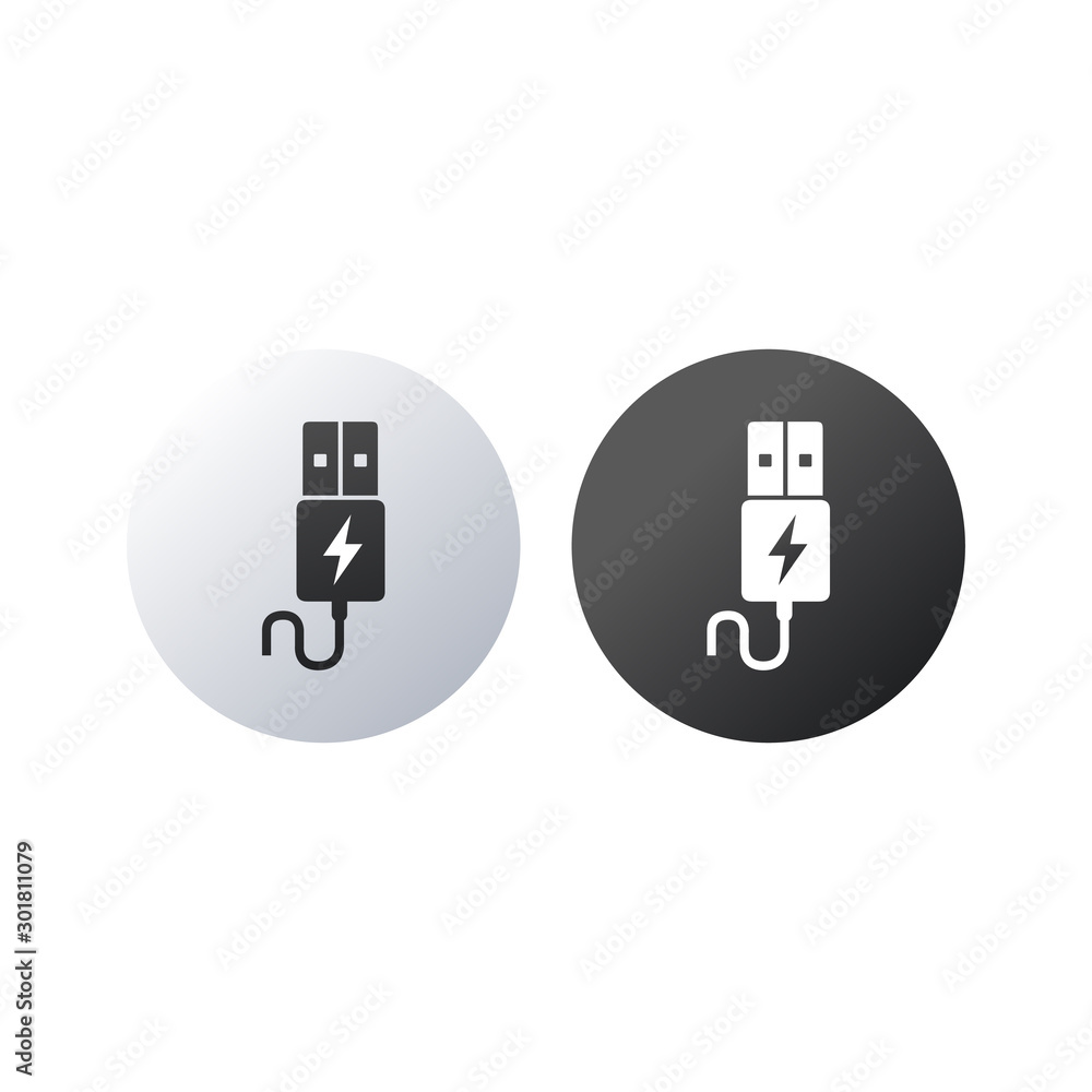 usb charging icon. Stock Vector illustration isolated on white background. usb charging icon. Stock Vector illustration isolated on white background.