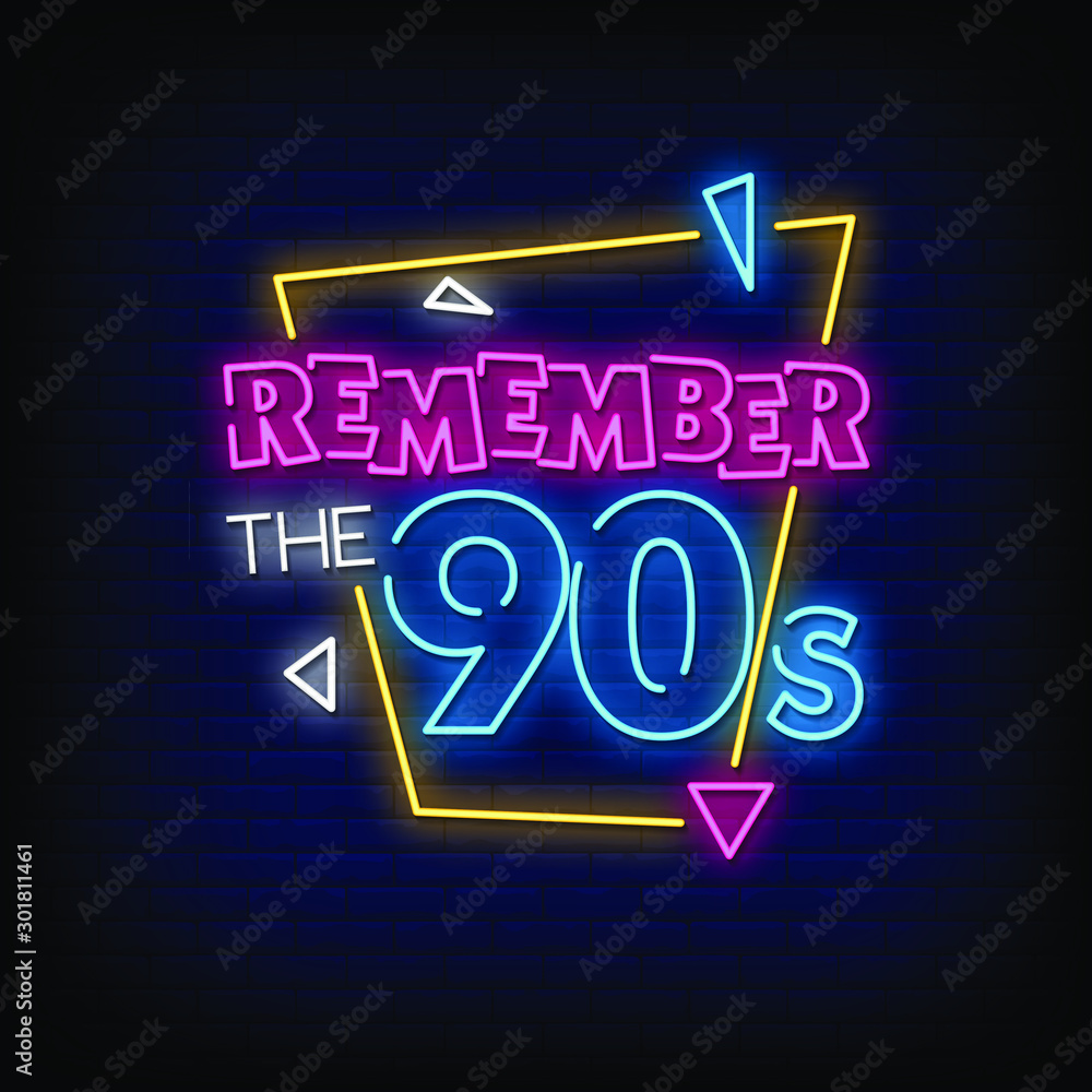 Back to 90's Neon Signs Style Text Vector