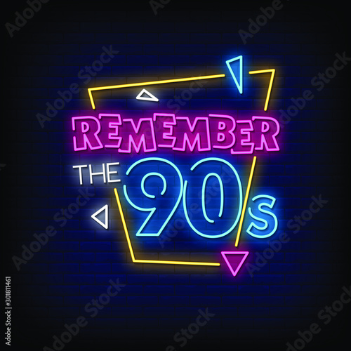 Back to 90's Neon Signs Style Text Vector