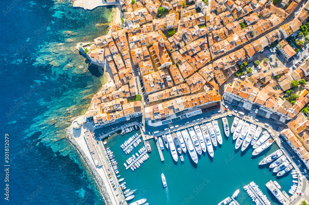 View of the city of Saint-Tropez, Provence, Cote d'Azur, a popular destination for travel in Europe