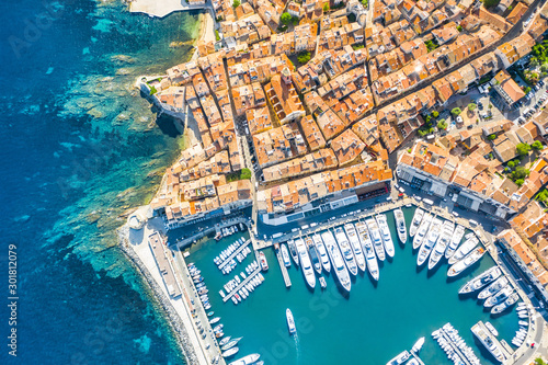 View of the city of Saint-Tropez, Provence, Cote d'Azur, a popular destination for travel in Europe photo