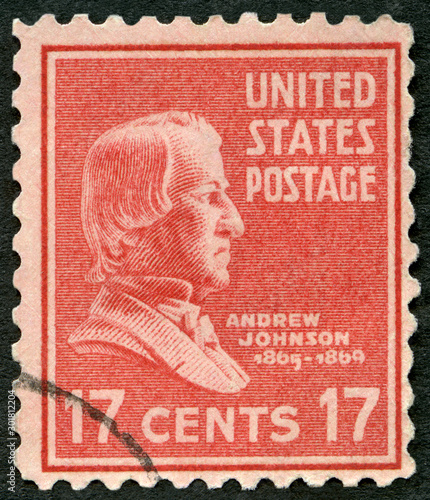 USA - 1937: shows portrait Andrew Johnson (1808-1875), Presidential Issue, 1937