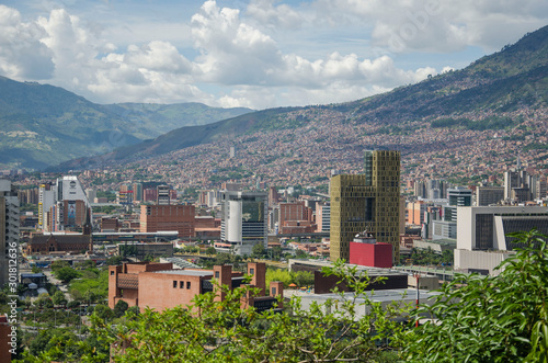 Urban panoramic, cityscape of Medellin