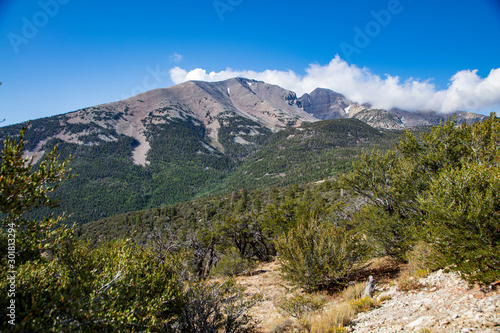 Mountainous view from the Great Basin National Park road to Wheeler Peak Glacier