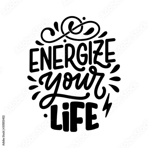Abstract lettering about sport and fitness for poster or print design. Healthy lifestyle. Modern calligraphy for business success concept. Handwritten letters. Typography funny quote. Vector