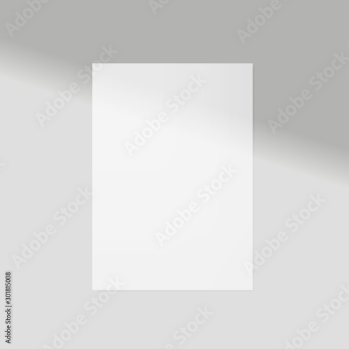 Window frame shadow mockup, natural lightening, sheet of paper template