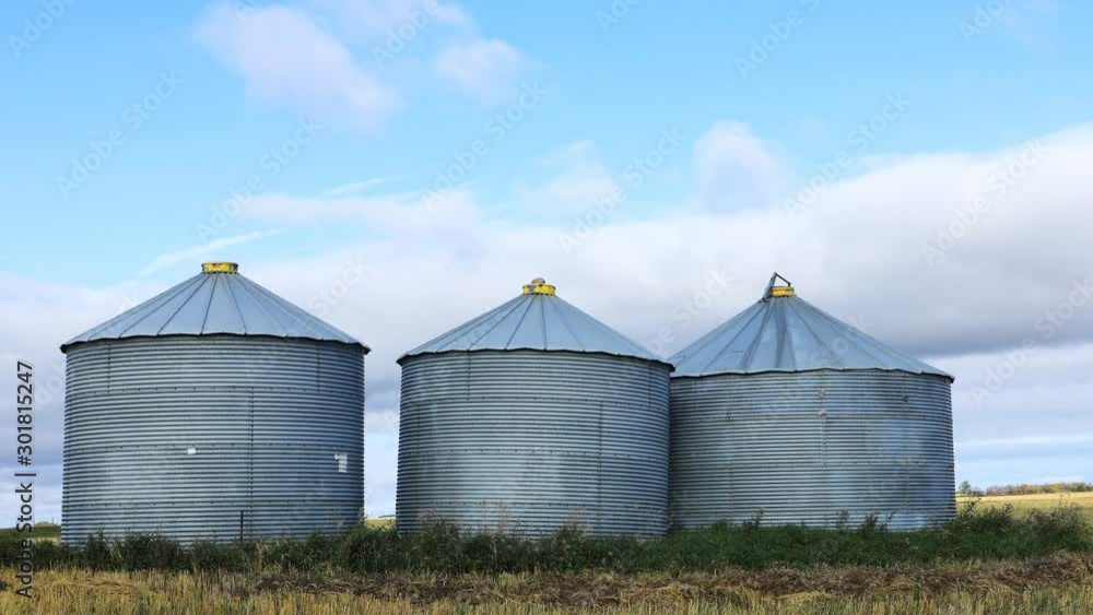 Timelapse of several grain bins Saskatchewan prairies, Canada 4K Timelapse of several grain bins Saskatchewan prairies, Canada 4K