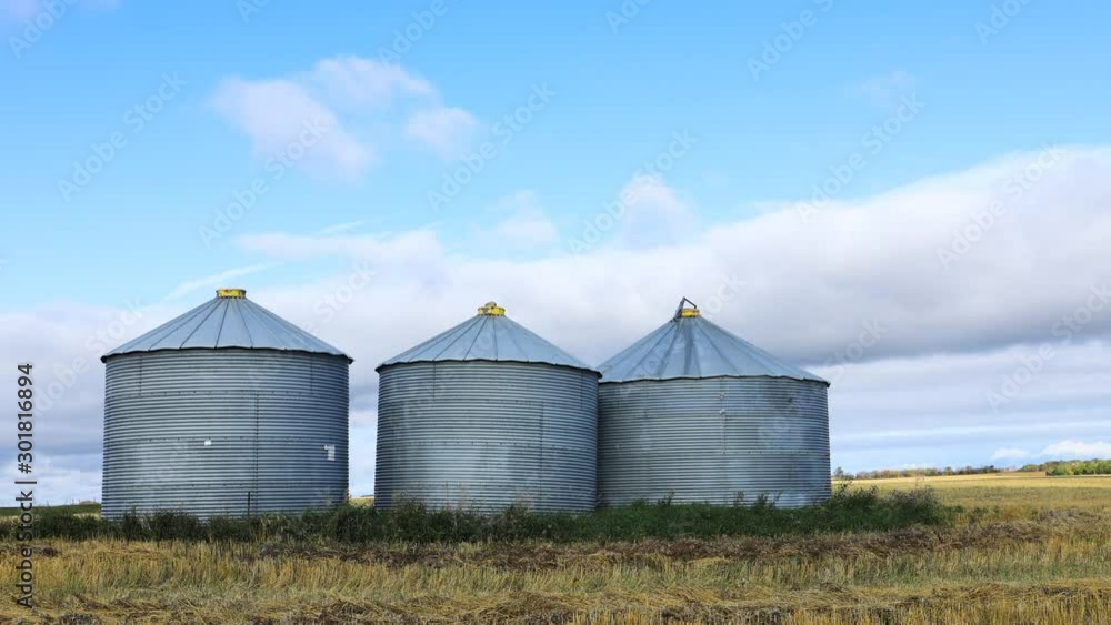 Timelapse of a several grain bins Saskatchewan, Canada 4K Timelapse of a several grain bins Saskatchewan, Canada 4K