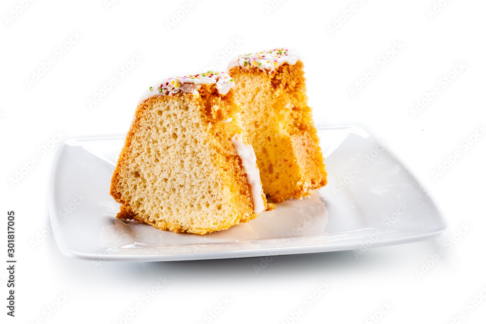 Cake on white background