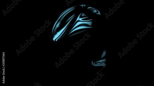 Abstract 3d animation of a distorted sphere on black background, motion design