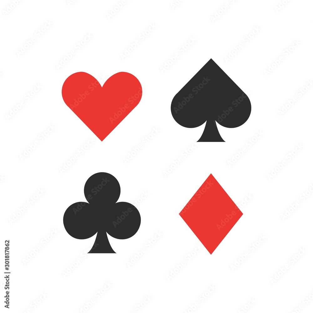 Set of playing card suits isolated on white background Set of playing card suits isolated on white background