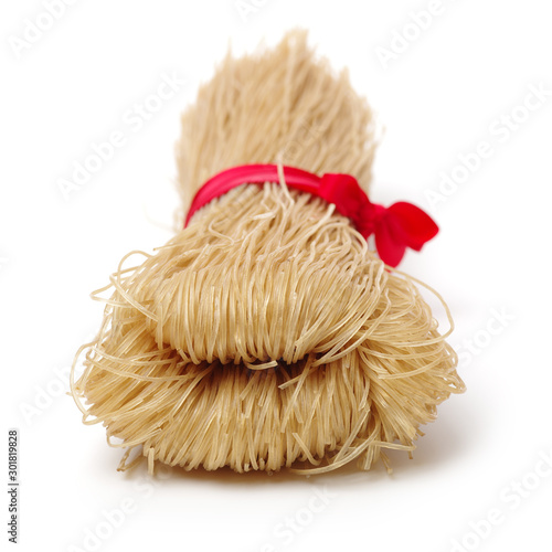 Chinese staple food, Bean threads Noodles on white background  photo