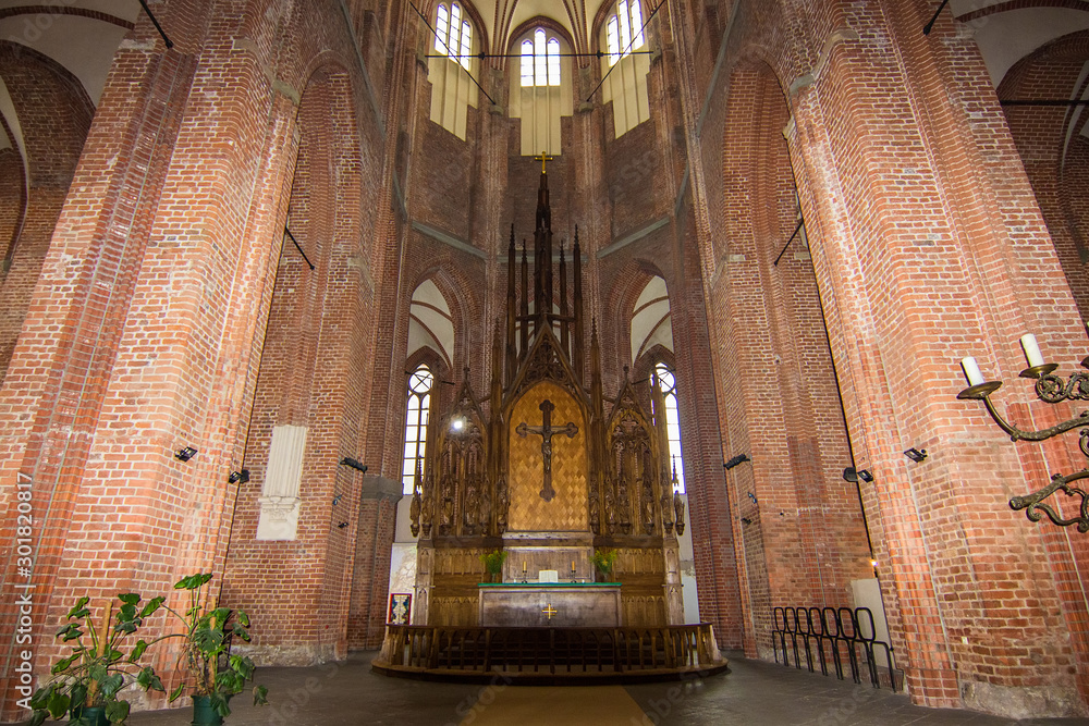 Interior of St. Peter's Church in Riga, Latvia.This is Lutheran church ...