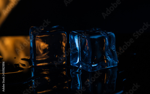 fire and ice on a black background