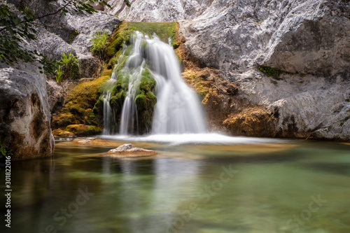 Ourlia waterfalls near Dion village, Olympus mountain, Greece photo