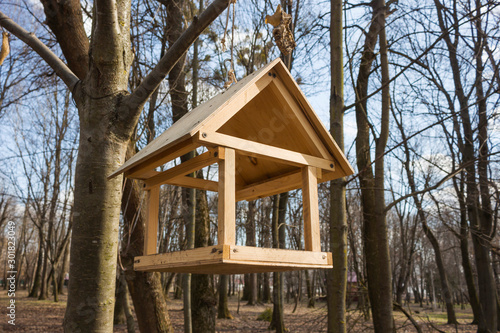 Handmade birdhouse in the autumn park © Dreams Creator