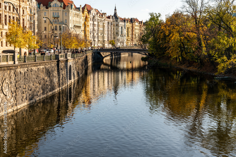 Street on the riverside Prague