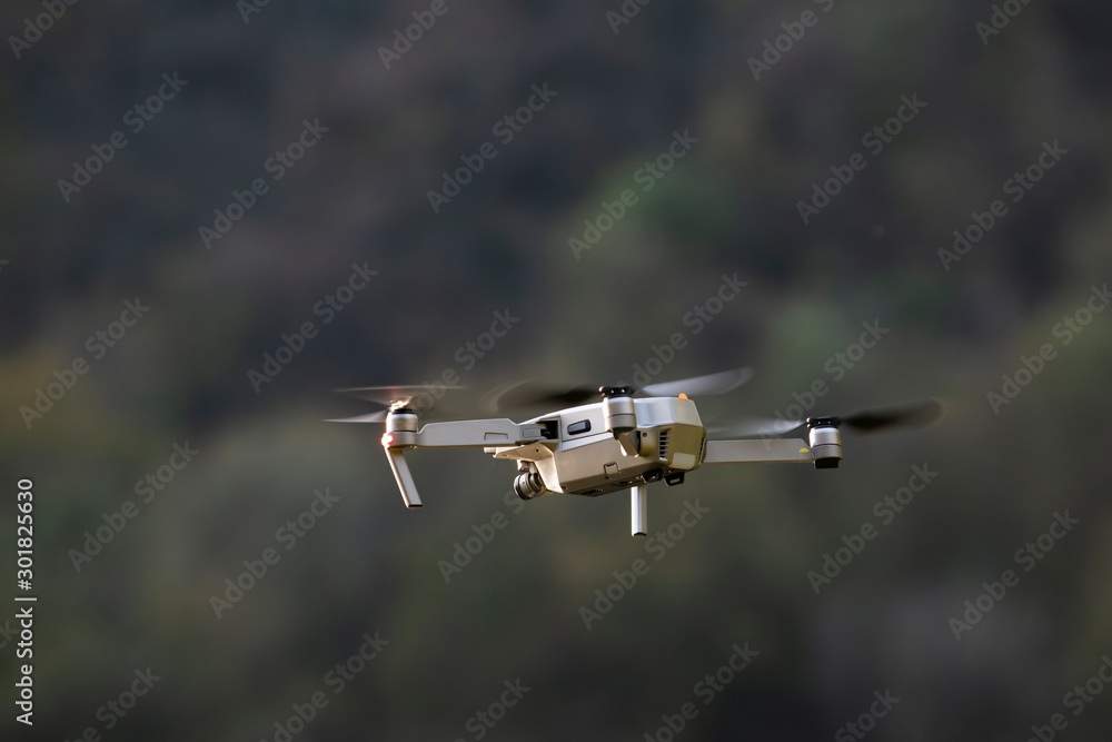 Drone quadcopter in flight Drone quadcopter in flight