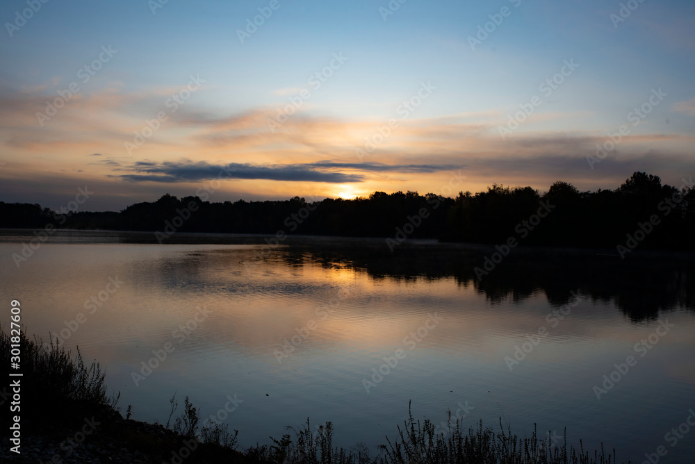 sunset over lake