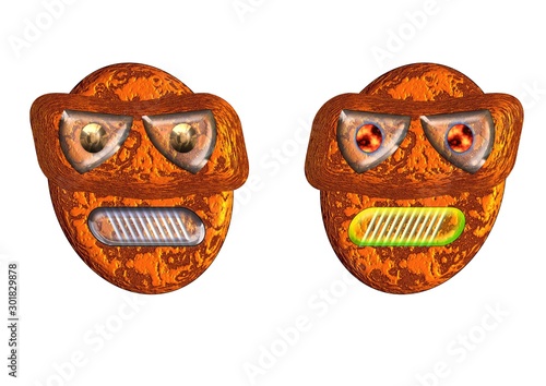 Angry cookies face to face isolated on the white background