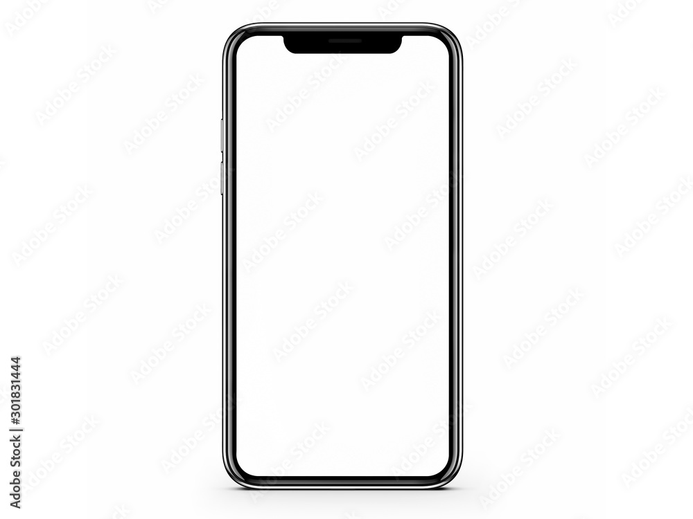 Modern smartphone mockup isolated on white background. 3D illustration Modern smartphone mockup isolated on white background. 3D illustration